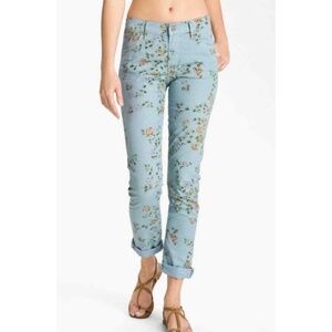 Citizens of Humanity Mandy High Waist Retro Slim Roll Up, Blue Floral, Size 29